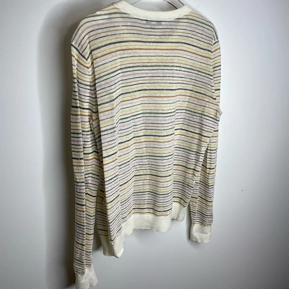 Joie‎ Ade Sweater Crewneck Porcelain Rainbow Striped Medium M Fuller House